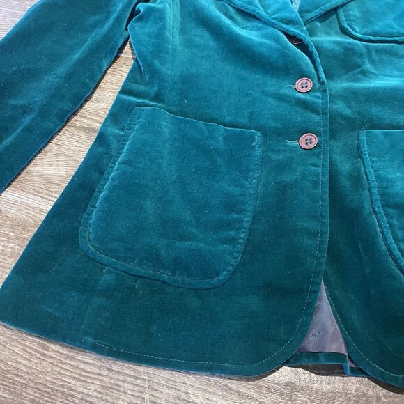 VIntage Blazer Womens 7/8 Green Velvet Mark Hober 70s Prep Royal Irish Christmas - Picture 6 of 15
